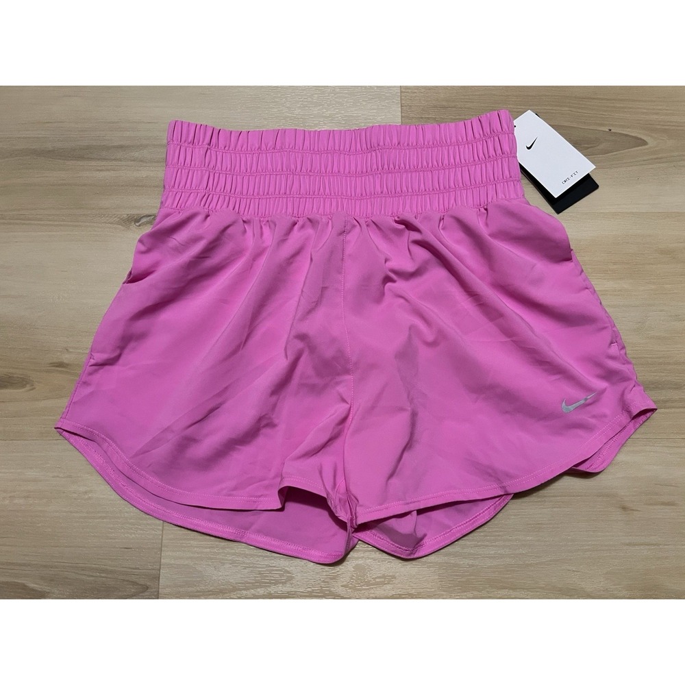NWT Nike Dri-Fit Short Women Medium Pink Ultra High Waisted Brief Lined Running